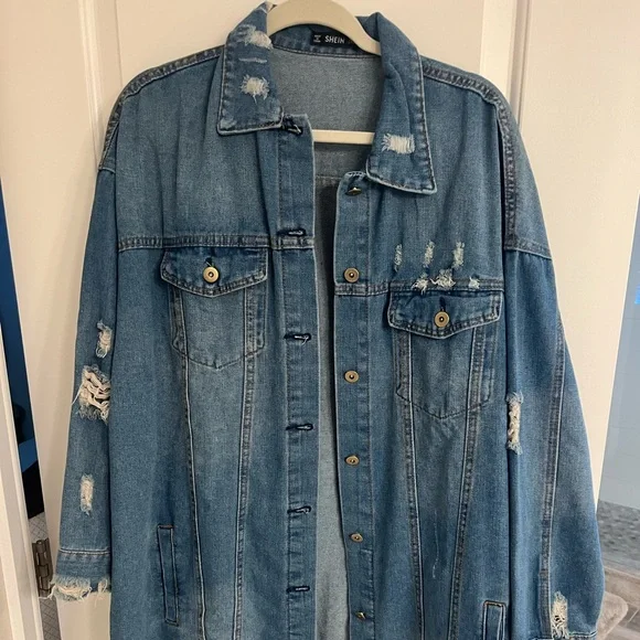 SHEIN Jackets Coats 2x Womens Oversized Distressed Denim